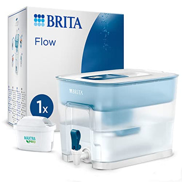 BRITA Flow Wasserfilter (8,2l) inkl. 1x MAXTRA PRO All-in-1 Kartusche – Kühlschrank-Getränkespender mit Zapfhahn & großem Fassungsvermögen – Reduktion von Kalk, Chlor, Blei & Kupfer im Trinkwasser im Sale